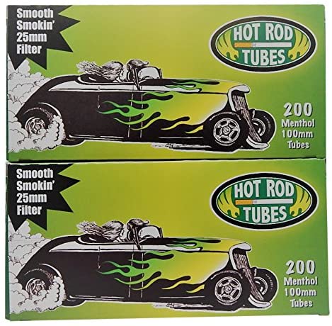 Hot Rod Tube Cigarette Tubes 20mm Filter 200 Count Per Box 100mm Menthol