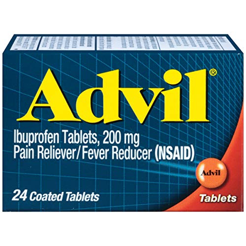 Advil Coated Tablets Pain Reliever and Fever Reducer, Ibuprofen 200mg, 24 Count