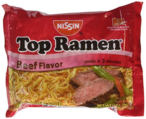 Nissin Top Ramen Beef Flavor Ramen Noodle Soup 3 oz Single