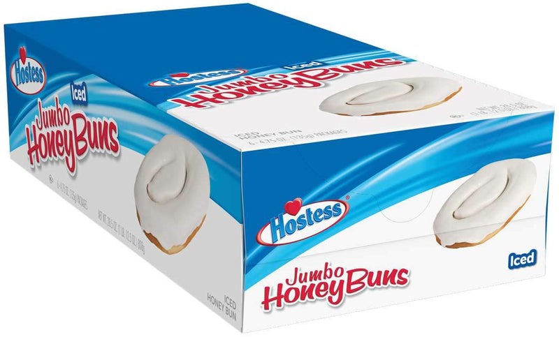Hostess Jumbo Iced Honey Buns, 6 individually Wrapped Buns 4.75 oz