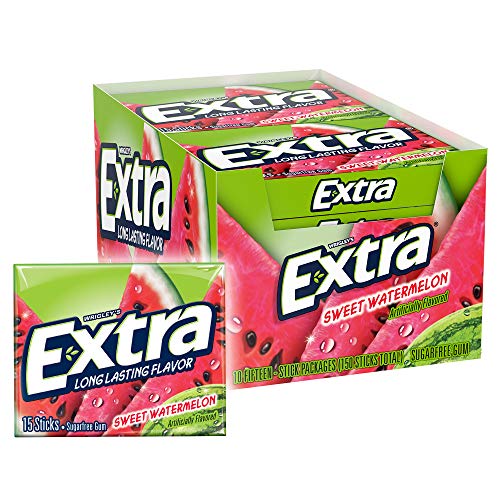 EXTRA Sweet Watermelon Sugarfree Gum, 15 Pieces (Pack of 10)