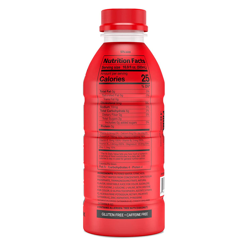Prime Hydration with BCAA Blend for Muscle Recovery Tropical Punch (12 Drinks, 16 Fl Oz. Each)