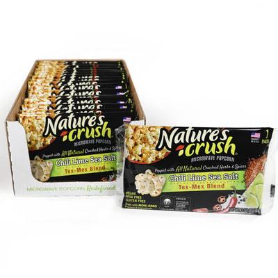 Nature's Crush Natural Microwave Popcorn, TexMex Blend - Gourmet Crushed Herbs and Spices (16 bags)