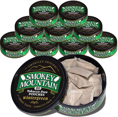 Smokey Mountain Pouches - Wintergreen - 10-Can Box - Nicotine-Free and Tobacco