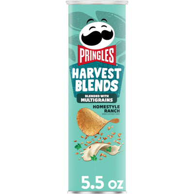 Pringles Harvest Blends Potato Crisps Chips, Lunch Snacks, Blended with Multigrains, Homestyle Ranch, 5.5oz Can