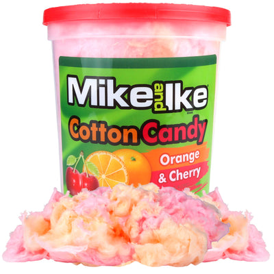 Mike and Ike Cotton Candy Tub, Cherry and Orange Flavored Sugar Floss, Party and Movie Night Snacks, 2 Ounces (Pack of 12)