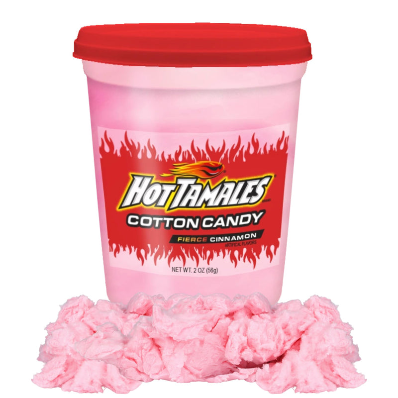 Hot Tamales Cotton Candy Tub, Sweet and Spicy Cinnamon Flavored Sugar Floss, Unique Party Favor Snacks, 2 Ounces (Pack of 12)