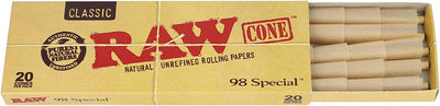RAW Cones Classic 98s Size | 12 Packs | Natural Pre Rolled Rolling Paper with Tips | 20 Cones per Pack
