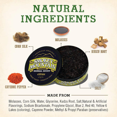 Smokey Mountain Herbal Snuff Nicotine-Free and Tobacco-Free (Citrus)