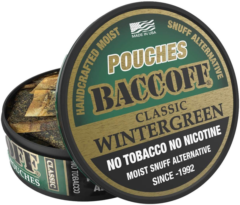 BaccOff, Classic Wintergreen Pouches, Premium Tobacco Free, Nicotine Free Snuff Alternative