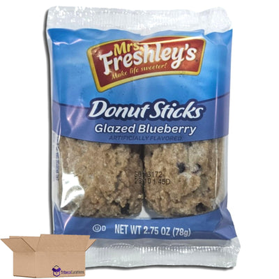 Mrs. Freshley's Glazed Blueberry Donut Sticks 2-Count Value Pack | Bundled by Tribeca Curations | 2.75 Ounce | Pack of 12