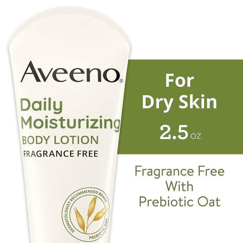Aveeno Daily Moisturizing Body Lotion Oat Rich Emollients Fragrance-Free 2.5 oz