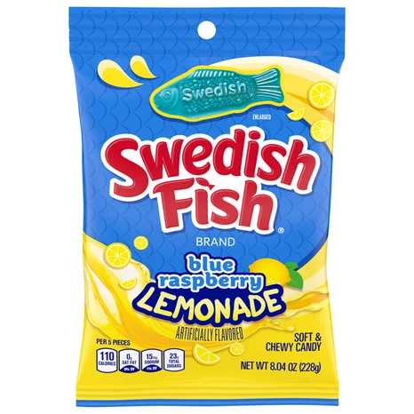 Swedish Fish Candy, Soft & Chewy, Blue Raspberry Lemonade 8 oz