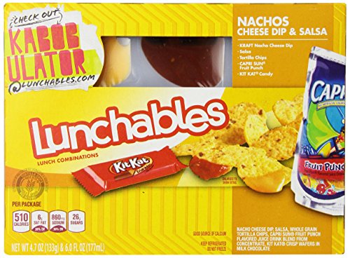 Lunchables Nachos Cheese Dip & Salsa with Capri Sun Fruit Pouch and Kit Kat Candy Lunch Combination (10.7 oz Tray)