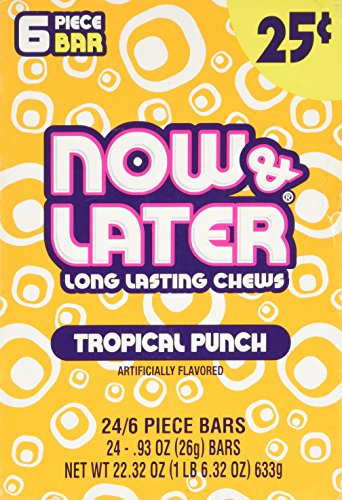 Now & Later Tropical Punch Flavored Chewy Candy 24-Pack Wholesale Tray