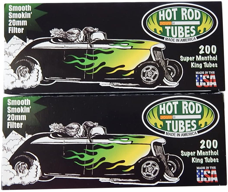 Hot Rod Tube Cigarette Tubes 20mm Filter 200 Count Per Box Super Menthol