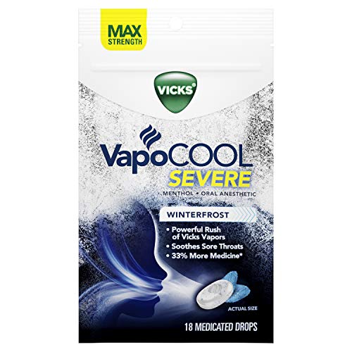 Vicks VapoCOOL SEVERE Medicated Drops 18ct, Maximum-Strength