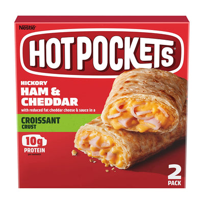 Hot Pockets Hickory Ham Cheddar Croissant Crust Frozen Snacks, 2-Count, 9-Ounce Box