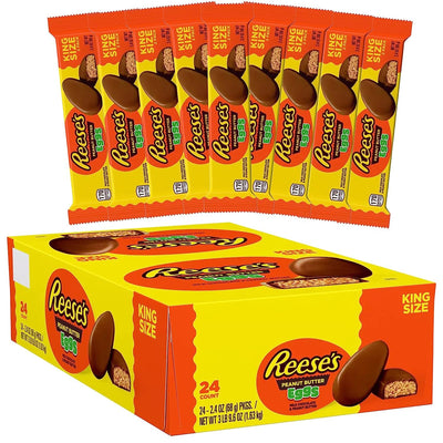 REESE'S Milk Chocolate Peanut Butter Eggs, KING SIZE Easter Candy, 2.4 Ounces Packs (24 Count)