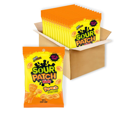 SOUR PATCH KIDS Peach Soft and Chewy Candy 8.07 oz Bags (Pack of 12)