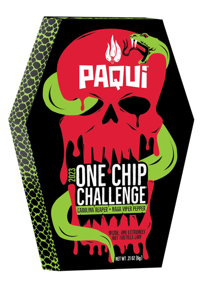 Paqui One Chip Challenge 2023, Hottest Chip Made with Carolina Reaper and Naga Viper Peppers, Gluten Free and Non-GMO, 0.21 Ounce