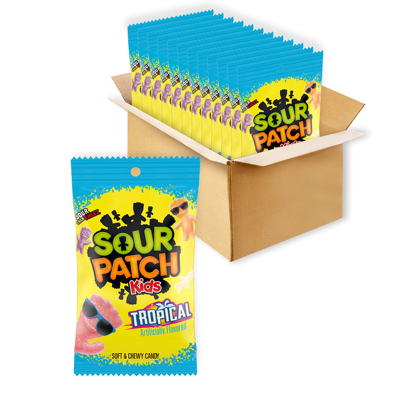 SOUR PATCH KIDS Tropical Soft & Chewy Candy 8 oz Bags (Pack of 12)