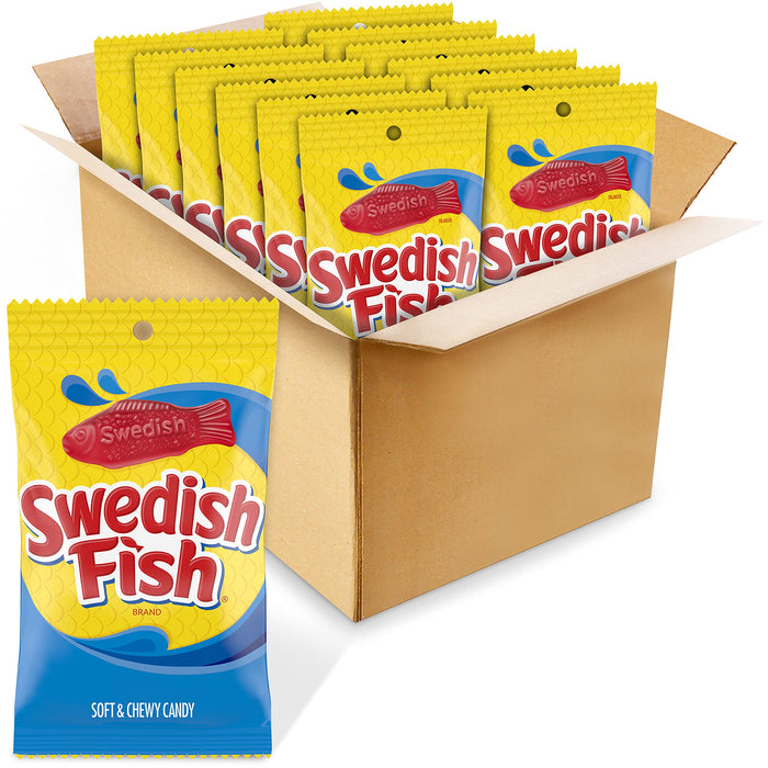 Swedish Fish Soft & Chewy Red Fruit Flavored Candy 8-Ounce 12-Count Wholesale Pack