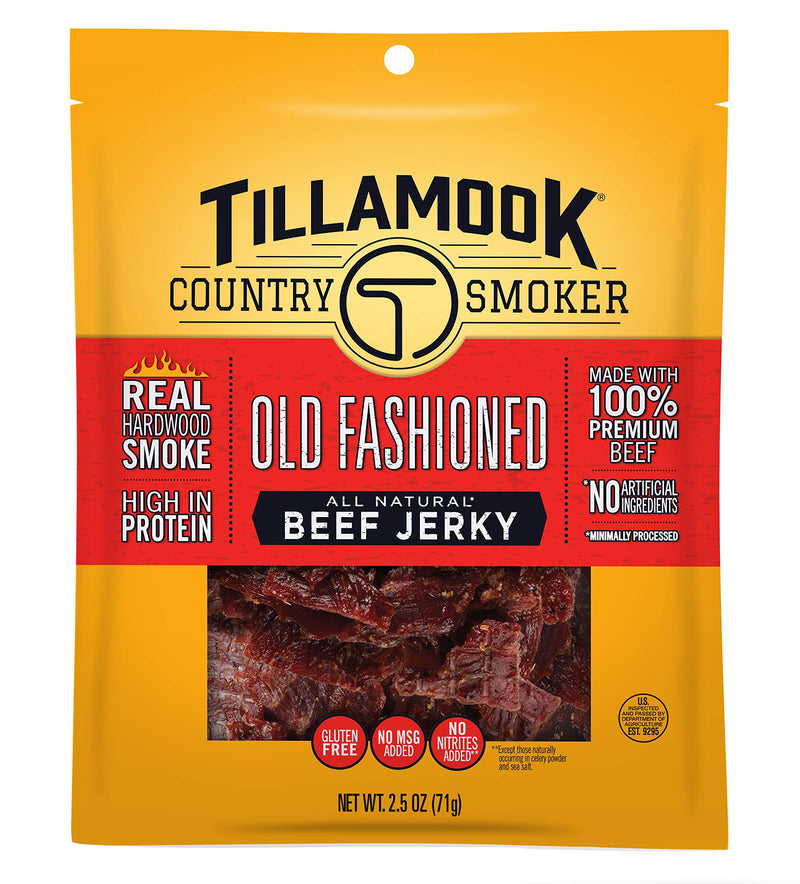 Tillamook Country Smoker Real Hardwood Smoked Beef Jerky, Old Fashioned, 2.5 Ounce (1 Bag)