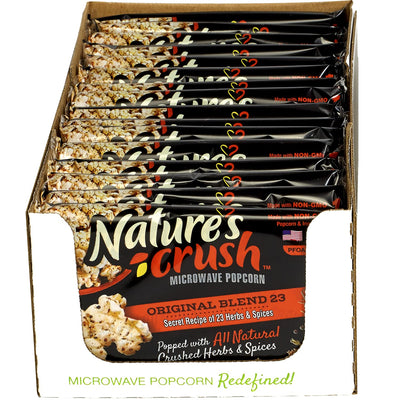 Nature's Crush Natural Microwave Popcorn, 23 Herbs Blend - Original Mix of 23 Seasonings, Gourmet Crushed Herbs and Spices (16 bags)