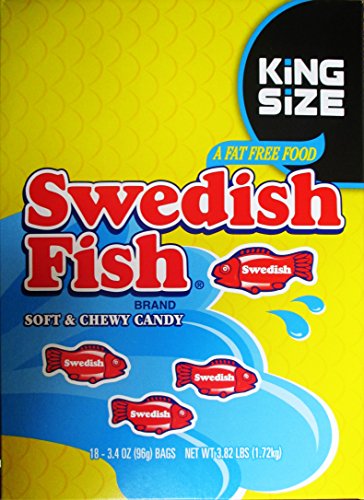 Swedish Fish Red Soft Chewy Candy, 3.4 oz bag (Pack of 18)