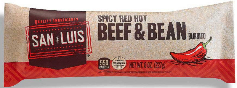 Deli Express San Luis Spicy Red Hot Beef and Bean Burrito, 8 Ounce (Pack of 10)