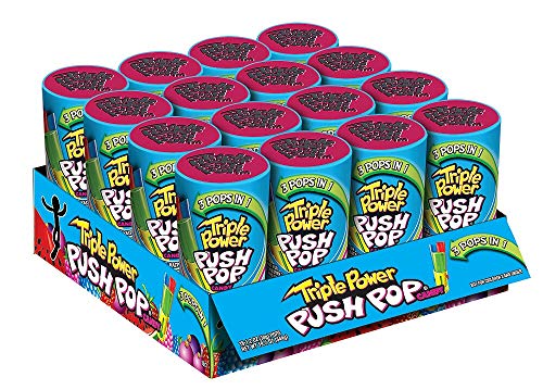 Push Pop Triple Power Candy Three-in-One Assorted Lollipops in Bulk 16-Pack