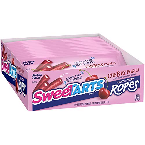 SweeTARTS Cherry Soft & Chewy Ropes, 3.5 Ounce Packages (Pack of 12)