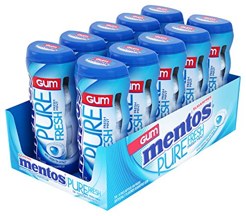Mentos Pure Fresh Sugar-Free Chewing Gum with Xylitol, Fresh Mint (Pack of 10)