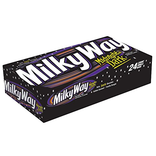 MILKY WAY-- Single Size Candy Bars--Midnight Dark Chocolate Caramel Nougat Candy Bars--Individually Sized--24-1.76oz. Individual Bars