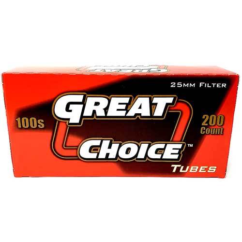 Great Choice 100mm Cigarette Tubes Red 200 Count Per Box