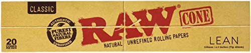 RAW Classic Natural Unrefined Pre Rolled Cones 20 Cones per Box Lean Size (12)