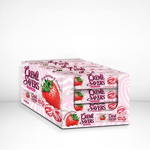 Creme Savers Strawberries and Creme Hard Candy | The Taste of Fresh Strawberries Swirled in Rich Cream | The Original Classic Creme Savers  24 Count