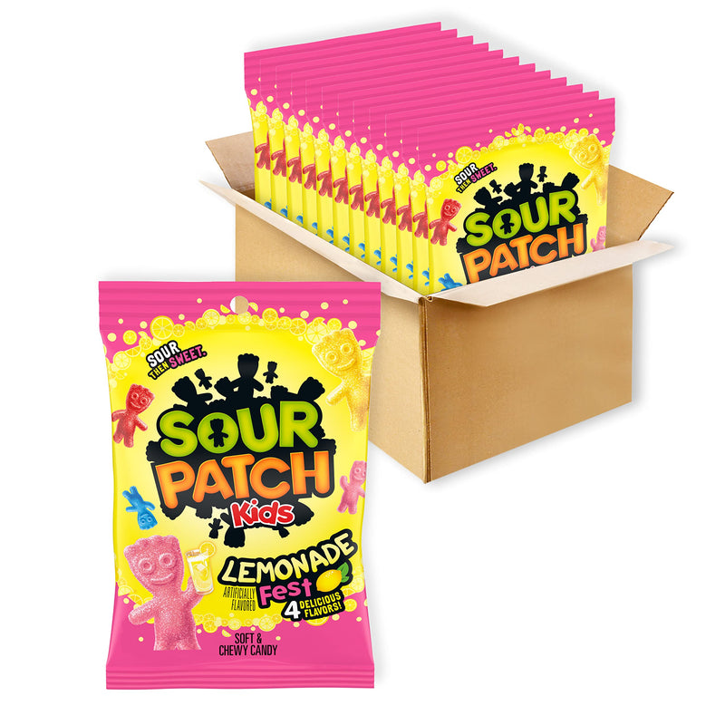 SOUR PATCH KIDS Lemonade Fest Soft & Chewy Candy, 8.02 oz (Pack of 12)