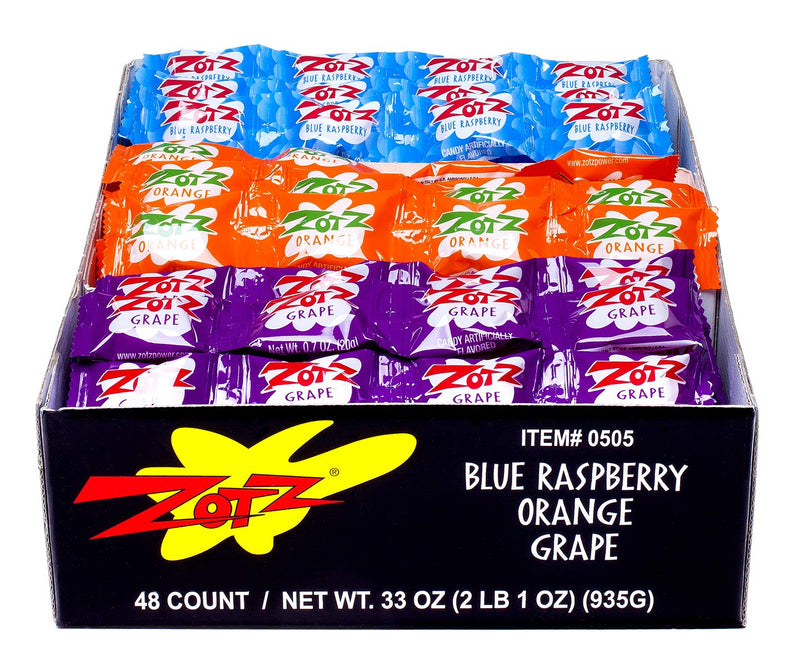 Zotz Strings - Blue Raspberry, Orange and Grape, 0.7 Ounce (Pack of 48)
