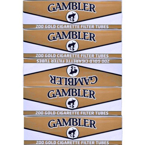 Gambler Light King Size Cigarette Tubes 200 Count Per Box (Pack of 5)
