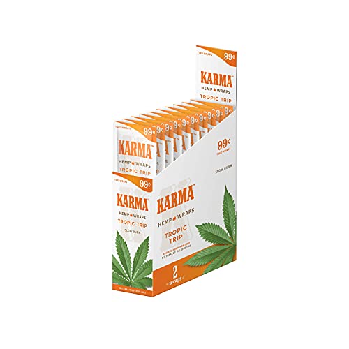 Karma Hemp - Natural Hemp Wraps - Non GMO - 2 Wraps Per Pack - 25 Pack Display (Tropic Trip)