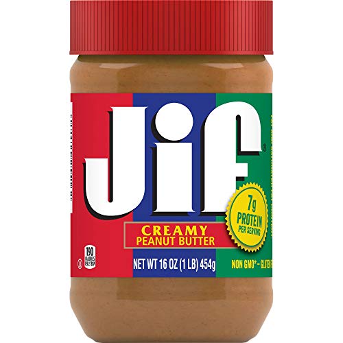 Jif Creamy Peanut Butter, 16 Ounces, 7g (7% DV) of Protein per Serving, Smooth, Creamy No Stir Peanut Butter