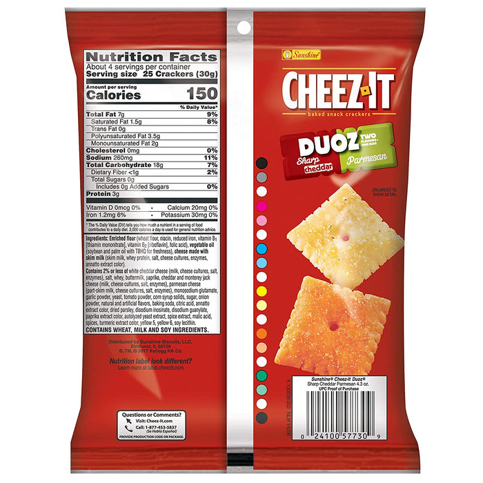 Cheez It Duo Chd Parmsn 4 oz 6 Per Case