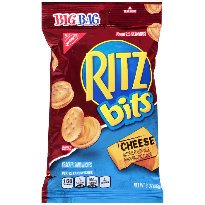 Ritz Bits Cheese Cracker Sandwiches Big Bag 3-Ounce 12-Pack Wholesale Display