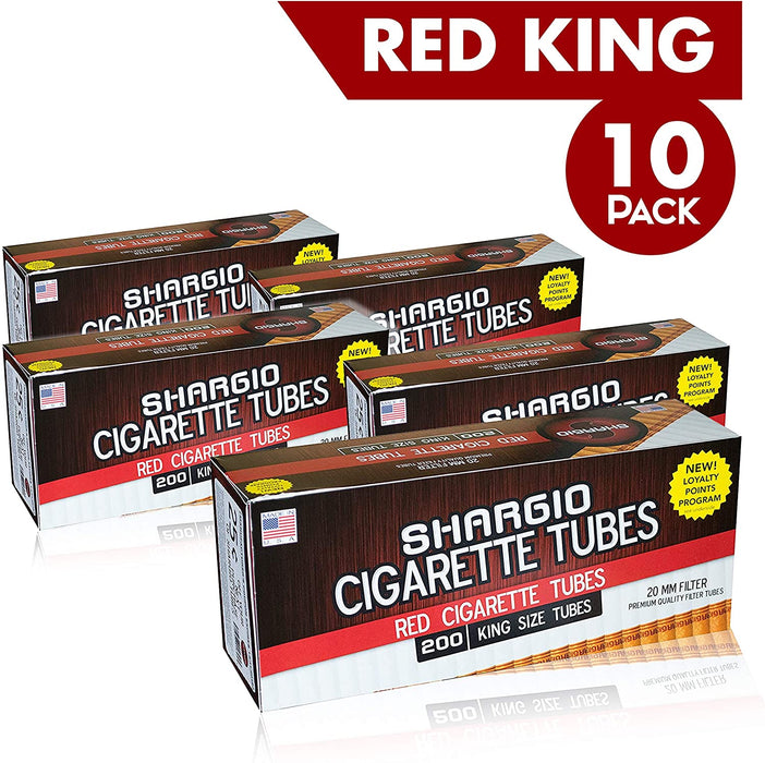 Shargio Red King Size Filter Tubes 200-Count Wholesale Box