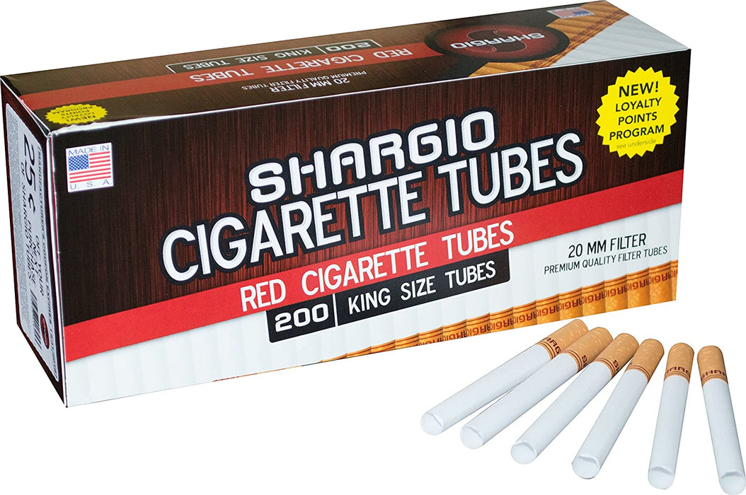 Shargio Red King Size Filter Tubes 200-Count Wholesale Box