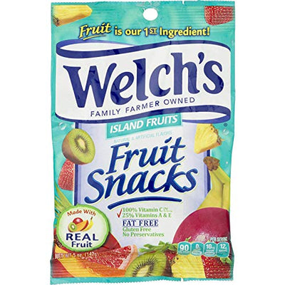 WELCH'S Fruit Snacks, Island Fruits, 5 Ounce (Pack of 12)