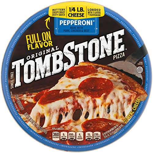 Tombstone Original Classic Frozen Pizza, Pepperoni, 19.3 oz.- Frozen Pepperoni Pizza Made with Real Cheese and Zesty Pepperoni - Quick and Easy to Make
