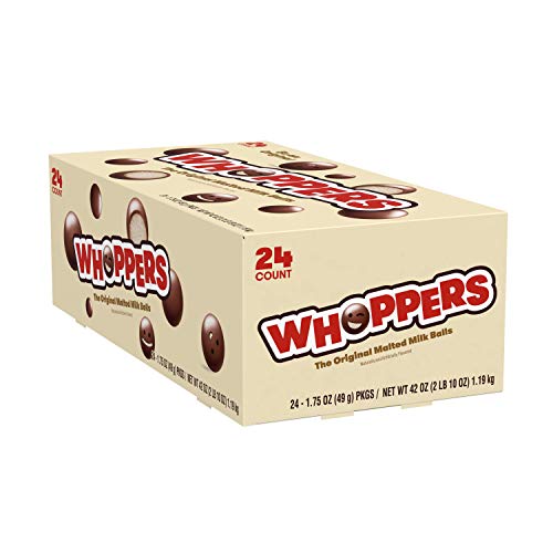 WHOPPERS Chocolate Malted Milk Balls Candy, 1.75 Ounce (Pack of 24)